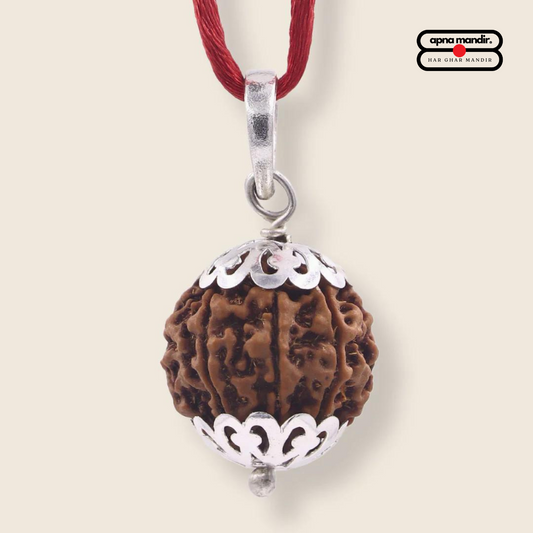 7 Mukhi Rudraksha Silver Capped Pendant